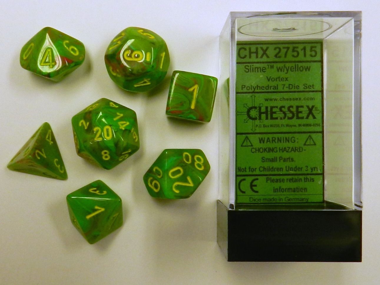 7-set Poly Dice Cube Vortex Slime//yellow Chessex Manufacturing Chx27515 for sale online