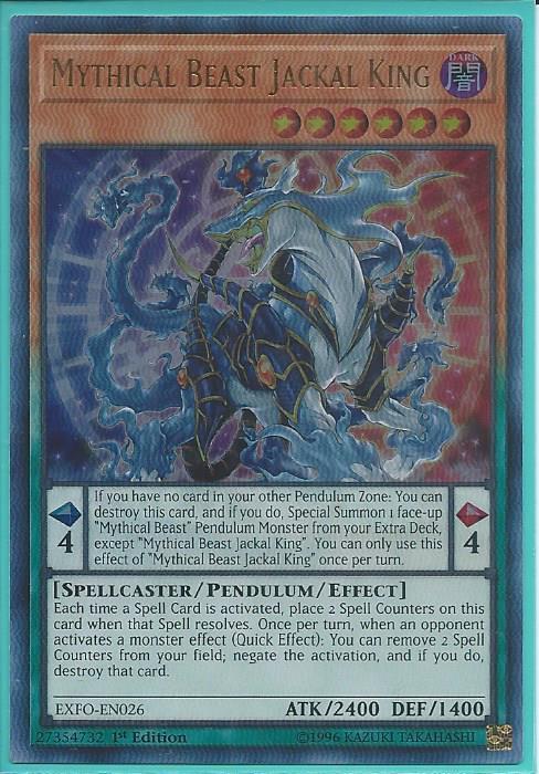 EXFO-EN026 MYTHICAL BEAST JACKAL KING Ultra Rare Unlimited Edition YuGiOh Card 